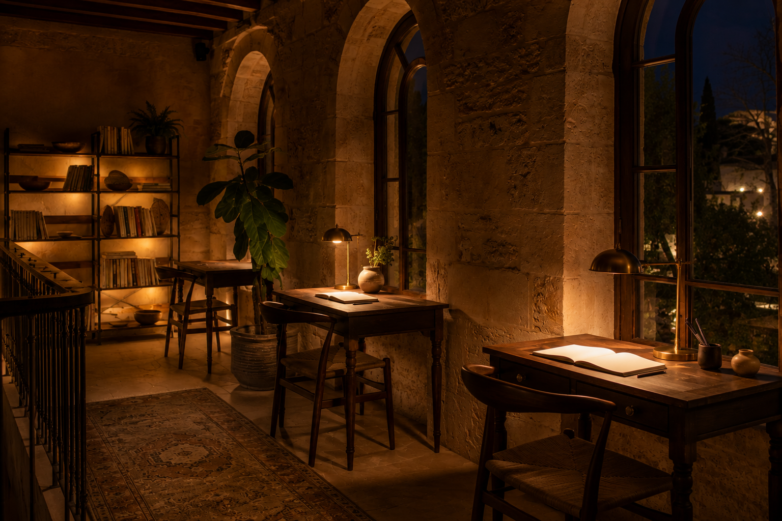 The Workroom, Upstairs by night